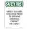 Signmission OSHA Sign, Glasses Required Prior, 10in X 7in Rigid Plastic, 7" W, 10" H, Portrait OS-SF-P-710-V-11313 - alternate 1